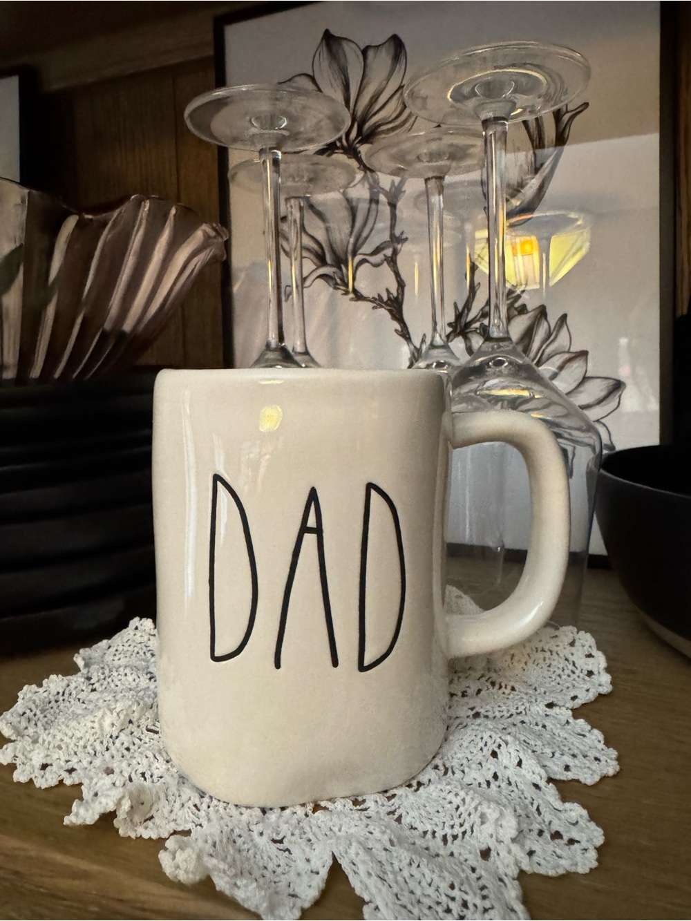 Rae Dunn Cream 'DAD' Ceramic Coffee Mug